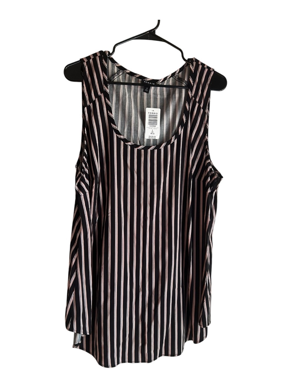 Torrid Size 2X 18-20 Black & Pink Striped Tank Top